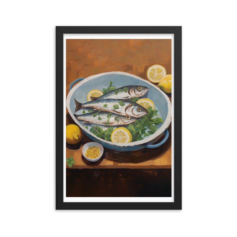 Culinary Artistry - Fresh Catch Delight - Black 12″×18″ - Framed Posters