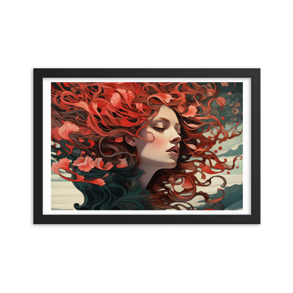 Dreamscape Serenity - Enchanted Reflections - Black 12″×18″ - Framed Poster