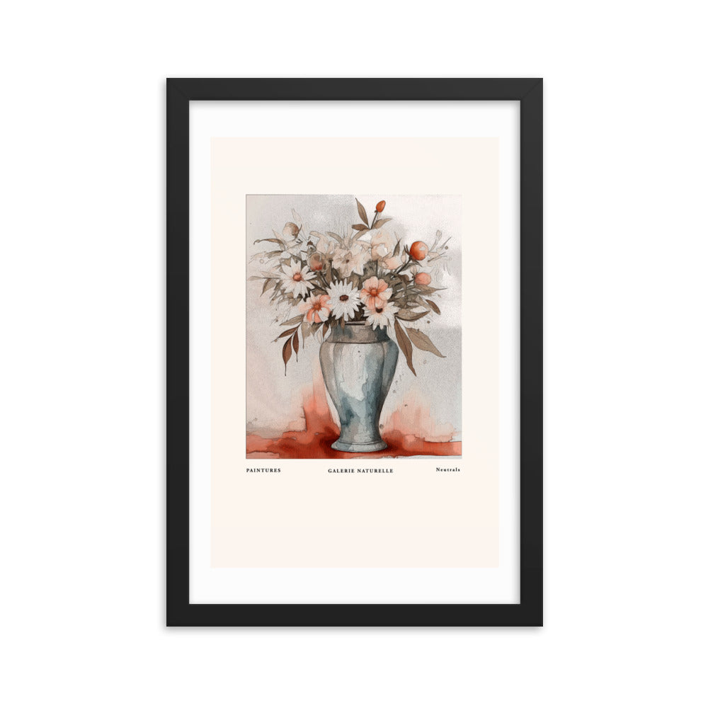 Neutral Beauty - Blossoms in Harmony - Black 12″×18″ - Framed Posters