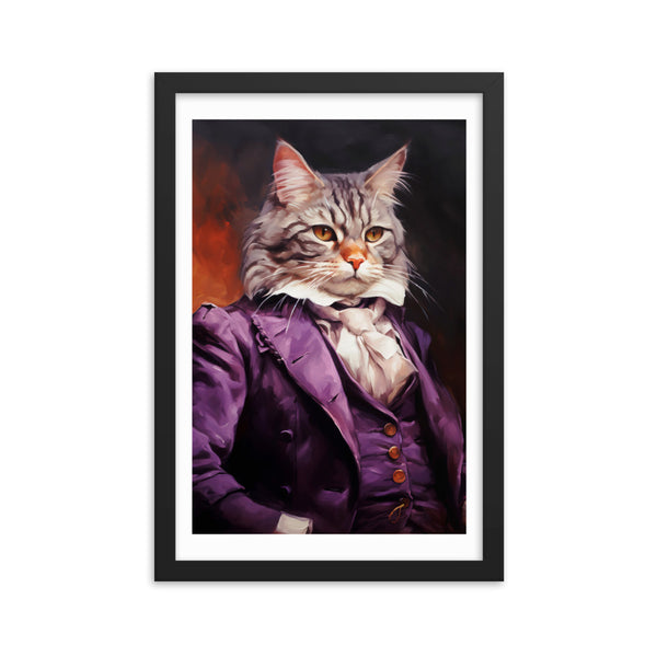 Victorian Cat - Whimsical Nobility - Black 12″×18″ - Framed Posters