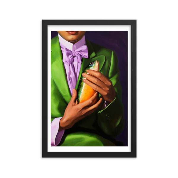 Unexpected Companions - Artful Whimsy - Black 12″×18″ - Framed Posters