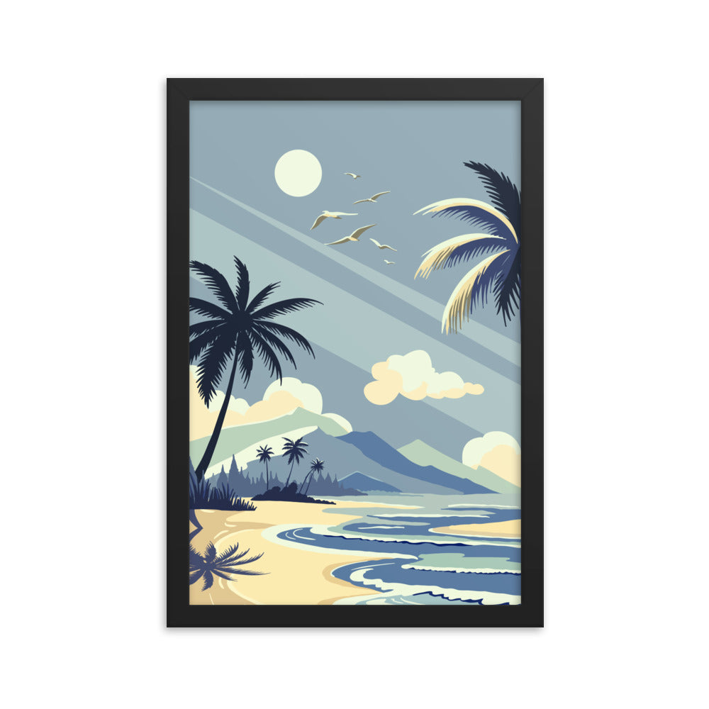 Island Serenity - Framed Poster of Oceanic Splendor - - Wooden Framed Posters