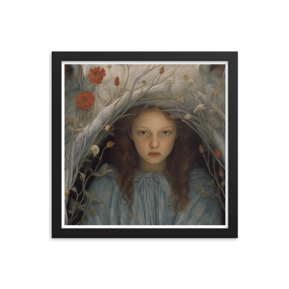 Dreamlike Innocence - A Serene Portrait - Black 14″×14″ - Framed Poster