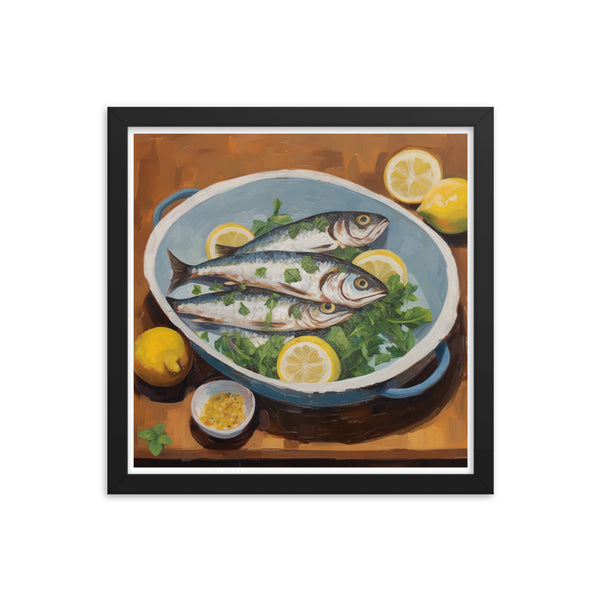 Culinary Artistry - Fresh Catch Delight - Black 14″×14″ - Framed Posters