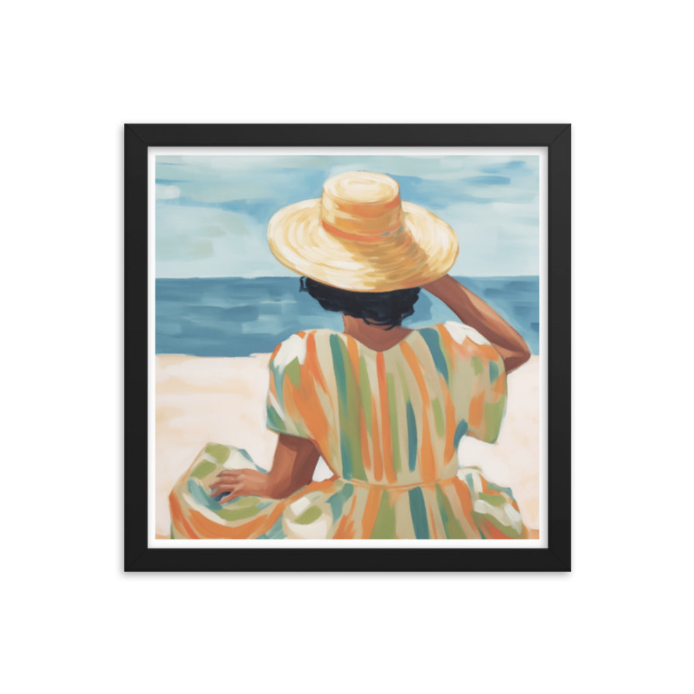 Seaside Reflections - A Tranquil Escape - Black 14″×14″ - Framed Poster