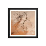 Serene Reflections - Woman in Sketch Wall Decor - Black 14″×14″ - Framed Poster