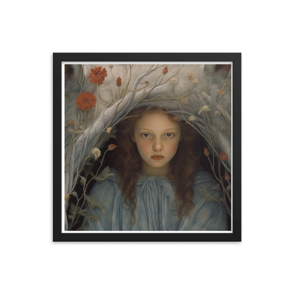 Dreamlike Innocence - A Serene Portrait - Black 16″×16″ - Framed Poster