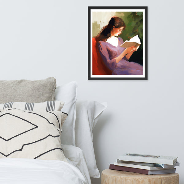 Silent Reflection - The Reading Lady - 16″×20″ - Wooden Framed Posters