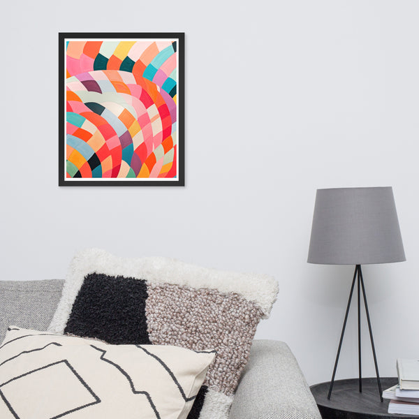 Dynamic Harmony - Abstract Color Play - Black 16″×20″ - Wooden Framed Posters