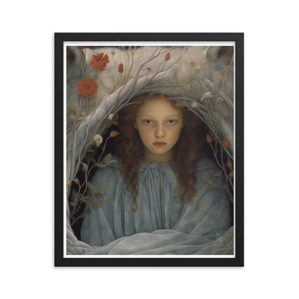 Dreamlike Innocence - A Serene Portrait - Black 16″×20″ - Framed Poster