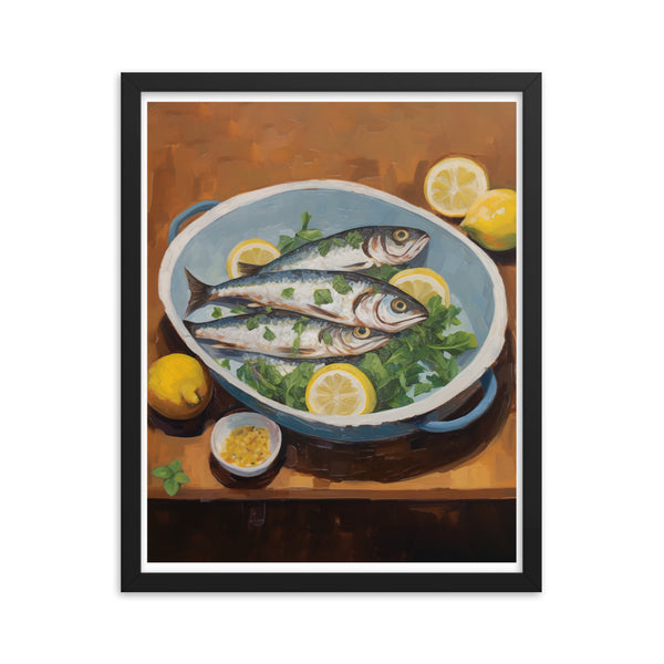 Culinary Artistry - Fresh Catch Delight - Black 16″×20″ - Framed Posters