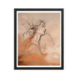 Serene Reflections - Woman in Sketch Wall Decor - Black 16″×20″ - Framed Poster