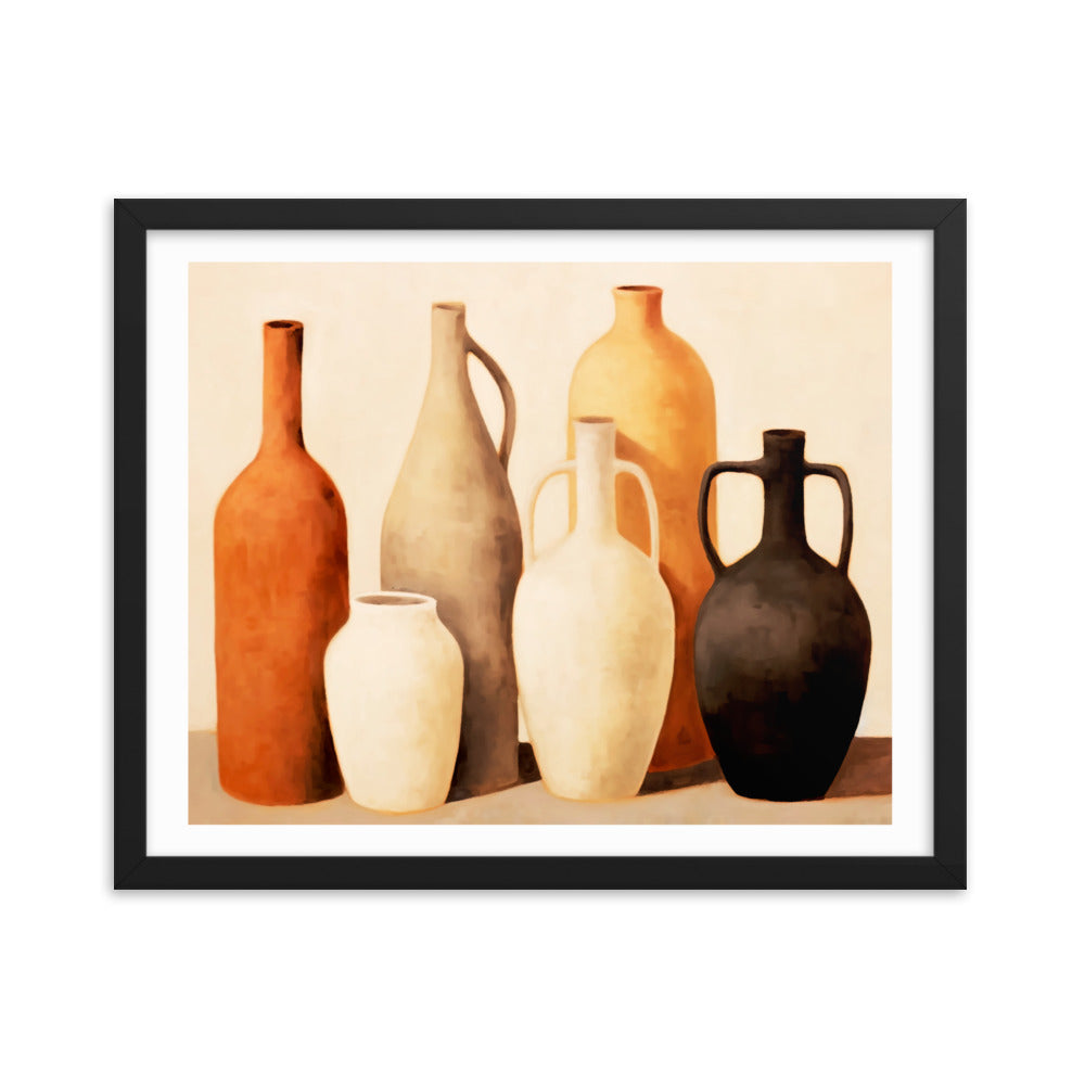 Rustic Elegance - Timeless Vessels in Still Life - Black 16″×20″ - Framed Posters