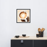 Warmth in a Cup - Heart-Shaped Coffee Art - Black 18″×18″ - Framed Posters