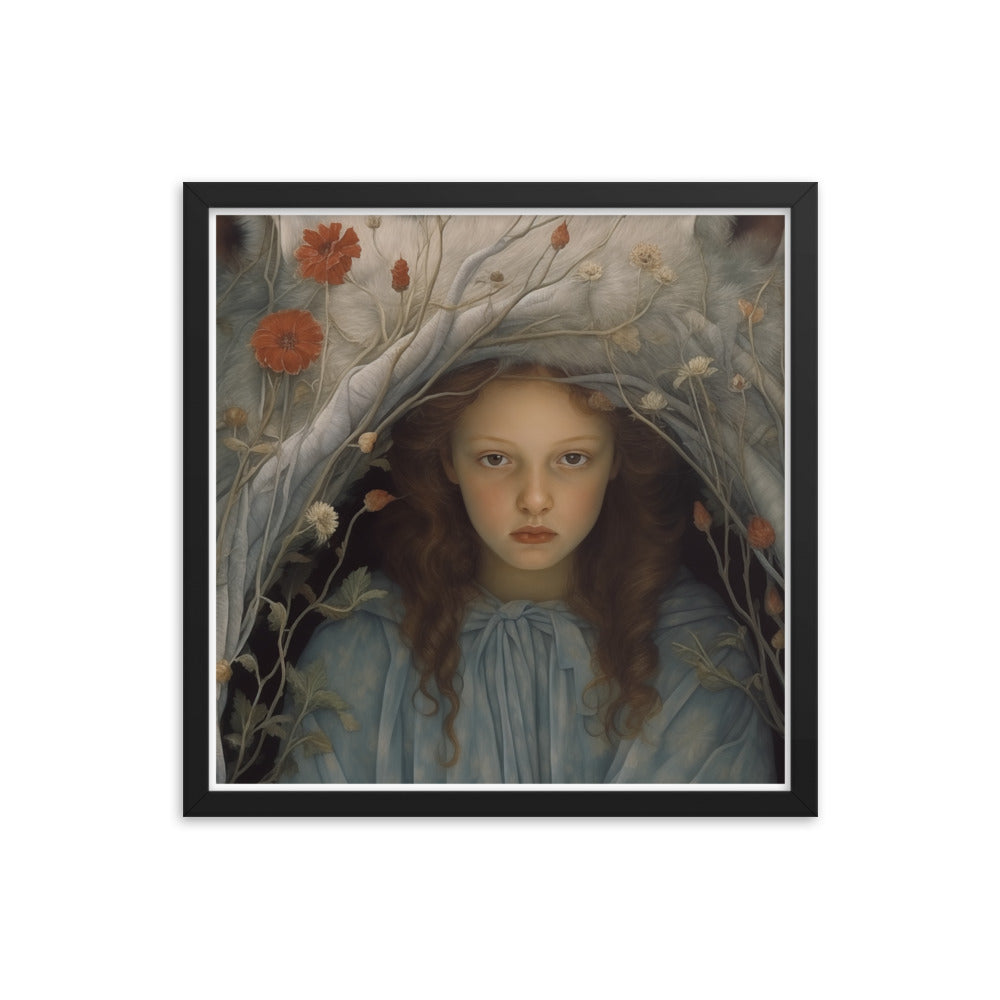 Dreamlike Innocence - A Serene Portrait - Black 18″×18″ - Framed Poster