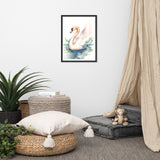 Graceful Serenity - Elegant Swan Art - - Wooden Framed Posters