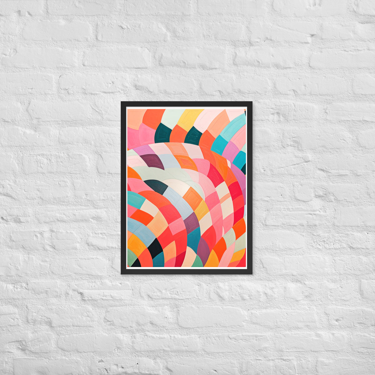 Dynamic Harmony - Abstract Color Play - Black 18″×24″ - Wooden Framed Posters