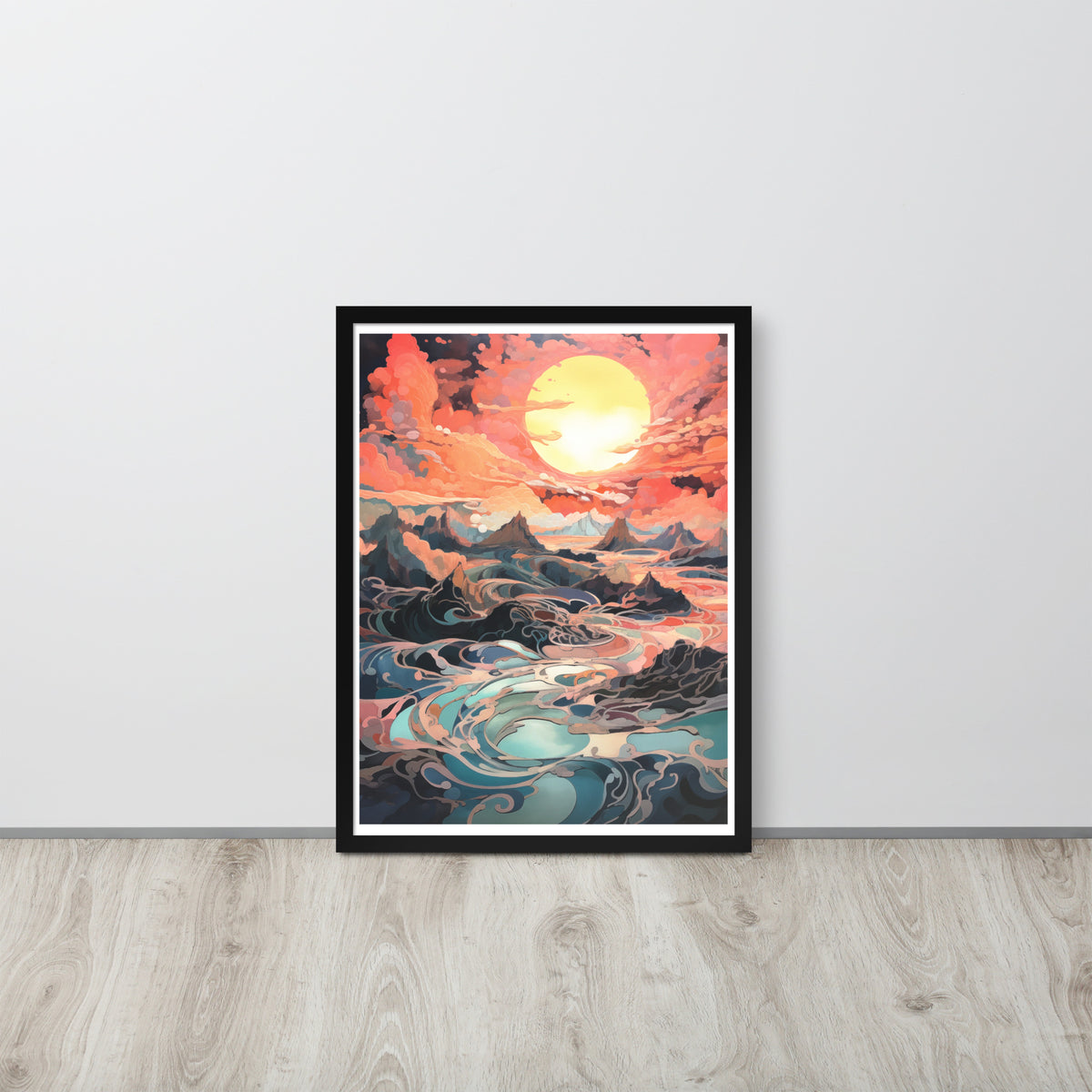 Sunset Symphony- Vibrant Landscape Framed Poster - - Wooden Framed Posters