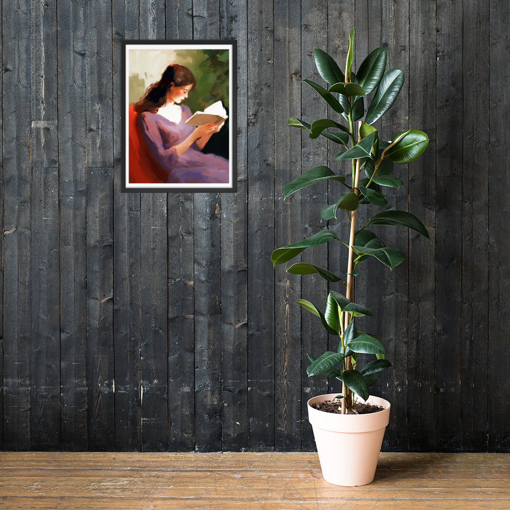 Silent Reflection - The Reading Lady - - Wooden Framed Posters