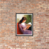 Silent Reflection - The Reading Lady - - Wooden Framed Posters