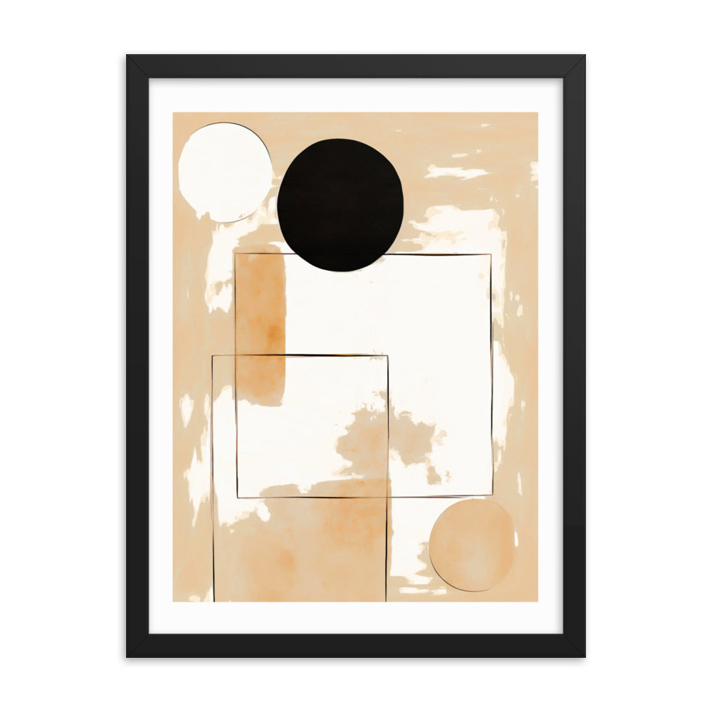 Minimalist Elegance - Geometric Shapes in Neutral Tones - Black 18″×24″ - Framed Posters