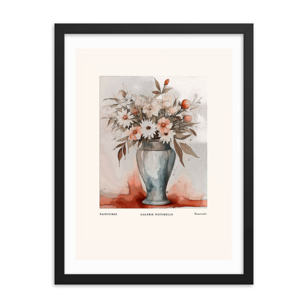 Neutral Beauty - Blossoms in Harmony - Black 18″×24″ - Framed Posters