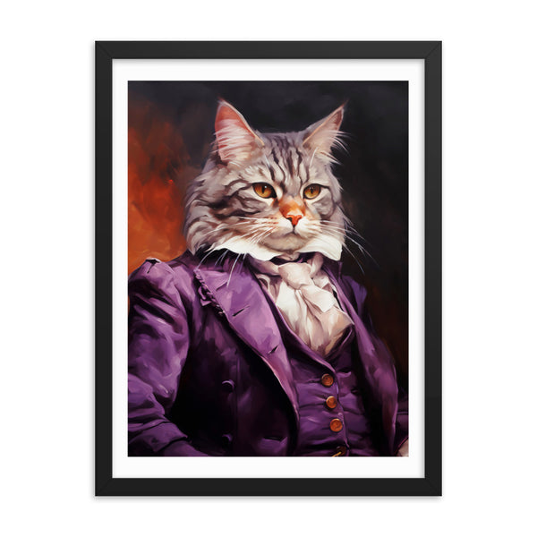 Victorian Cat - Whimsical Nobility - Black 18″×24″ - Framed Posters