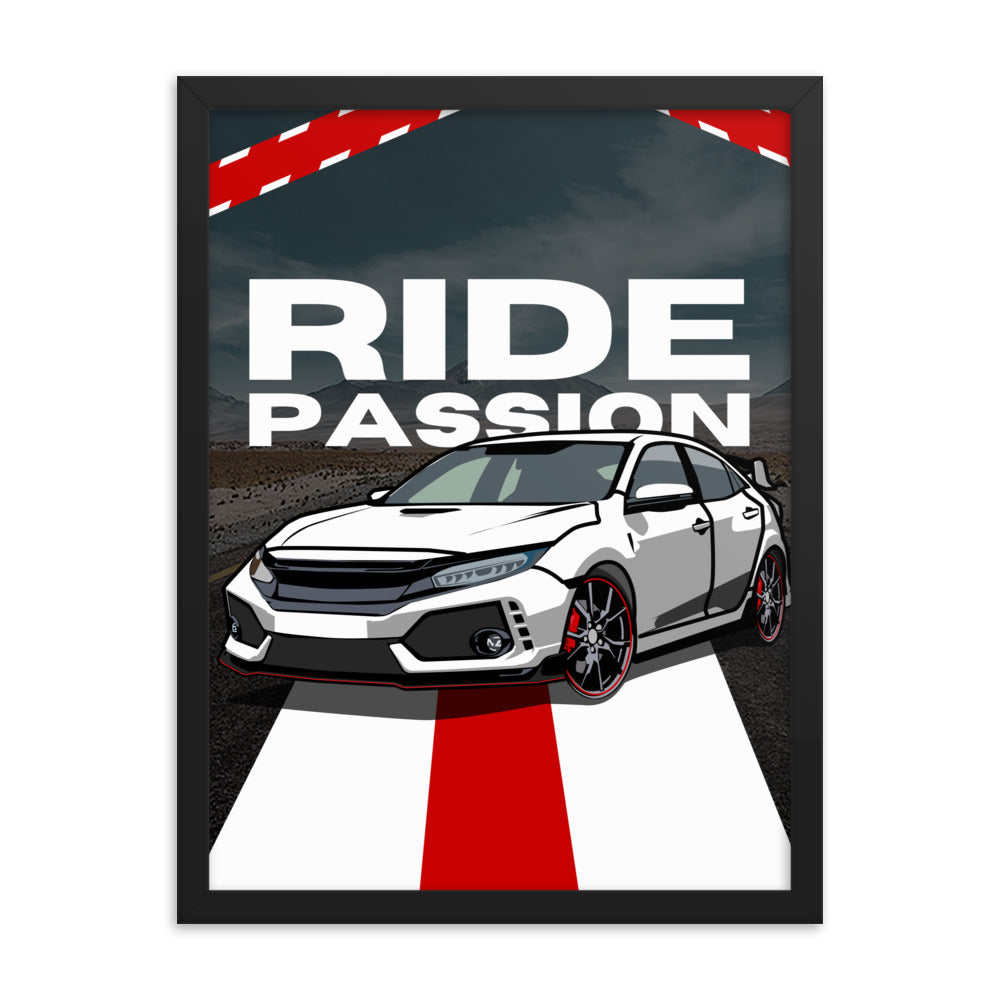 Speed and Style - Ride with Passion - Black - Framed Poster