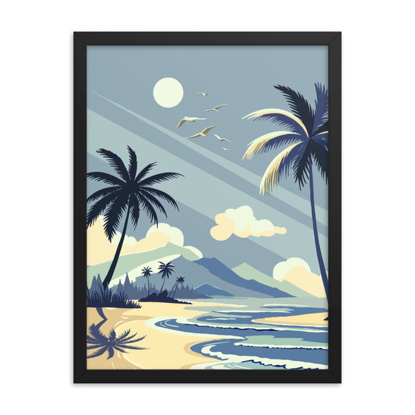 Island Serenity - Framed Poster of Oceanic Splendor - Black - Wooden Framed Posters