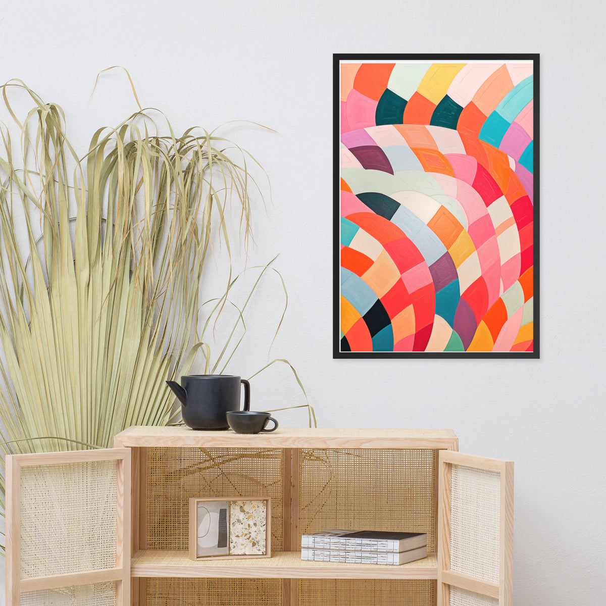 Dynamic Harmony - Abstract Color Play - Black 24″×36″ - Wooden Framed Posters