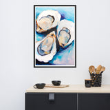 Ocean's Bounty - Elegant Oyster Art - - Wooden Framed Posters