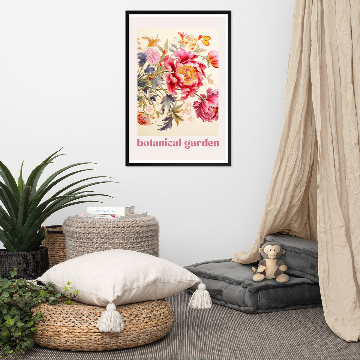 Botanical Garden - Elegant Floral Framed Poster - Black 24″×36″ - Metal Framed Posters