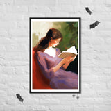 Silent Reflection - The Reading Lady - 24″×36″ - Wooden Framed Posters