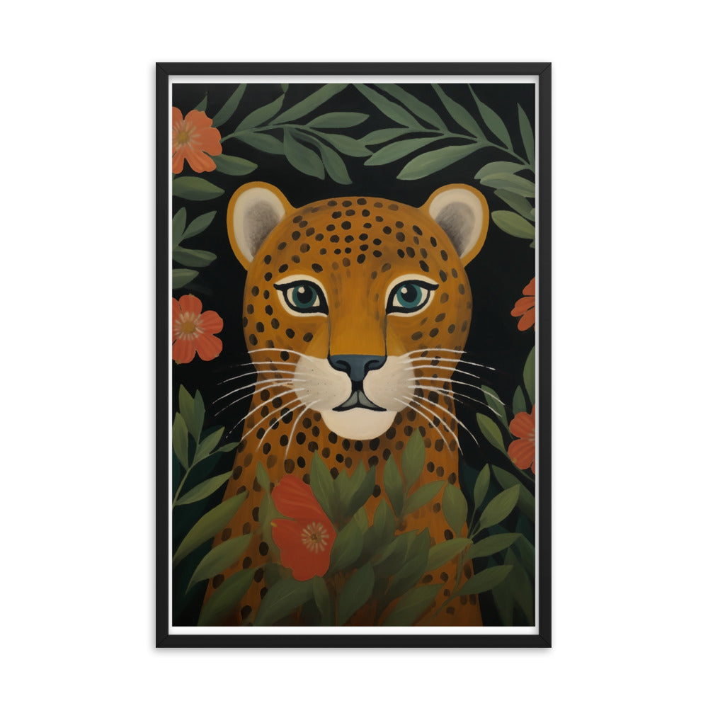 Wild Grace - Leopard's Gaze - Black 24″×36″ - Framed Poster