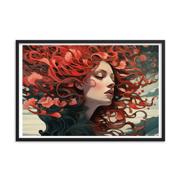 Dreamscape Serenity - Enchanted Reflections - Black 24″×36″ - Framed Poster