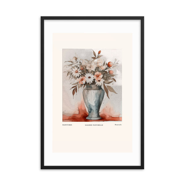 Neutral Beauty - Blossoms in Harmony - Black 24″×36″ - Framed Posters