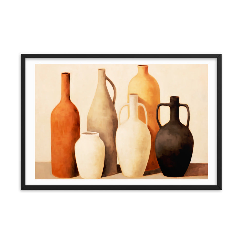 Rustic Elegance - Timeless Vessels in Still Life - Black 24″×36″ - Framed Posters