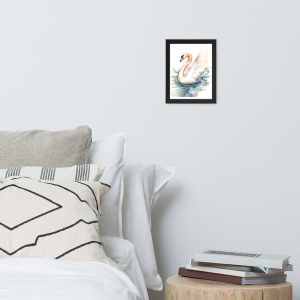 Graceful Serenity - Elegant Swan Art - - Wooden Framed Posters