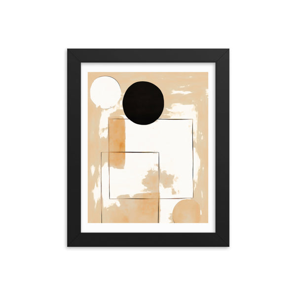 Minimalist Elegance - Geometric Shapes in Neutral Tones - Black 8″×10″ - Framed Posters