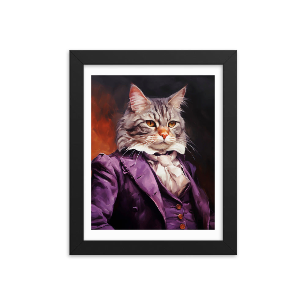 Victorian Cat - Whimsical Nobility - Black 8″×10″ - Framed Posters