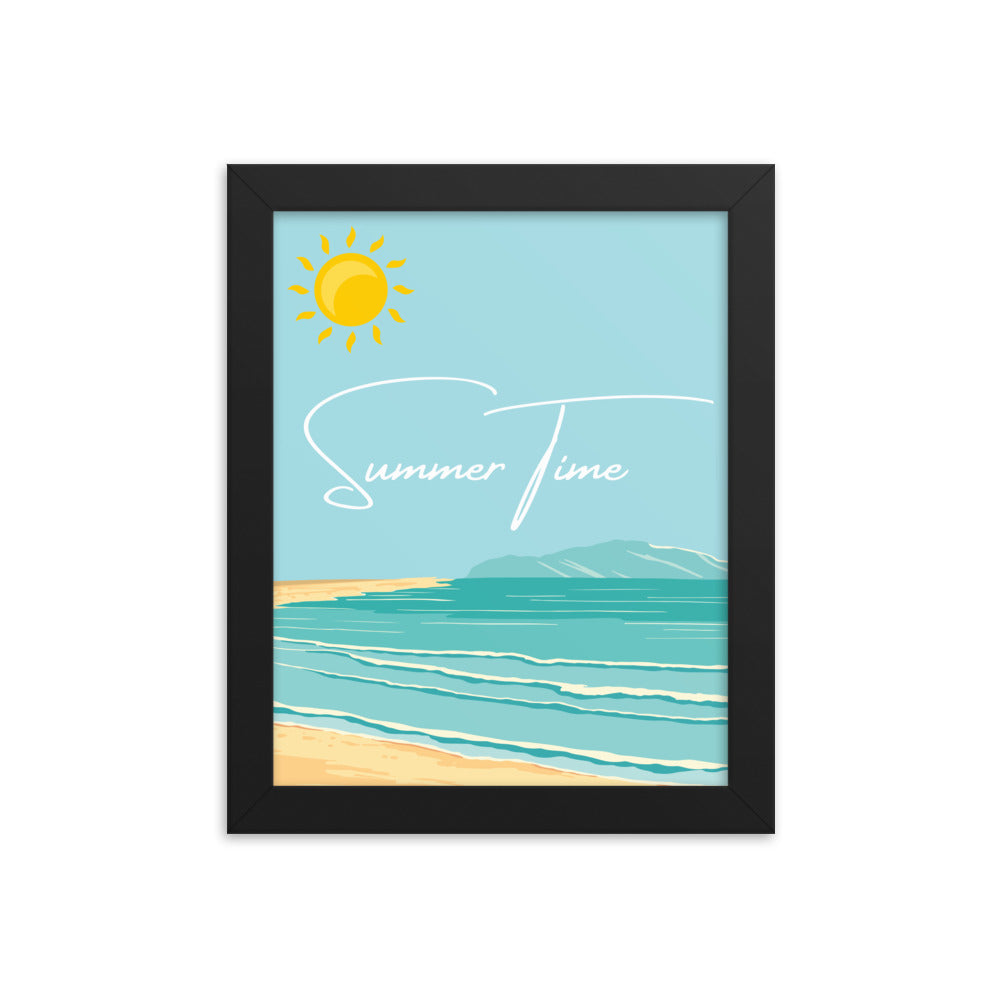 Summer Time Serenity - Framed Coastal Artwork - Black 8″×10″ - Wooden Framed Posters