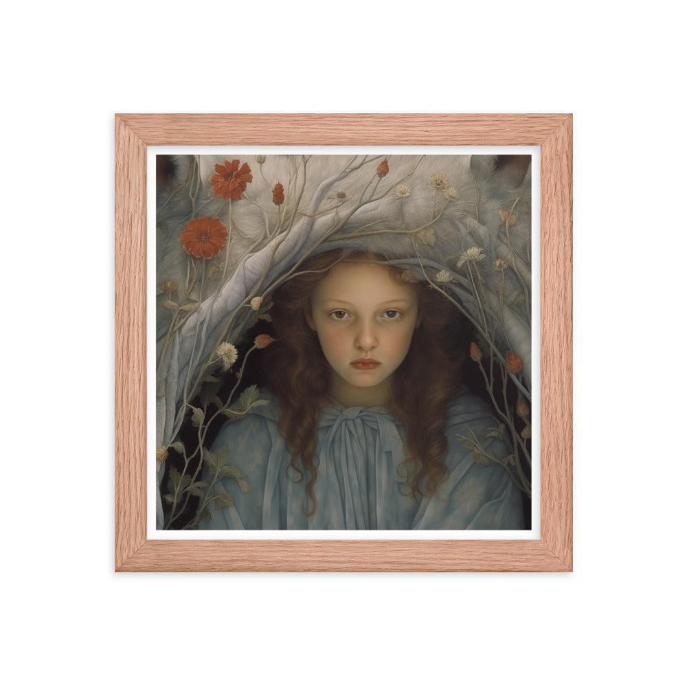 Dreamlike Innocence - A Serene Portrait - Red Oak 10″×10″ - Framed Poster