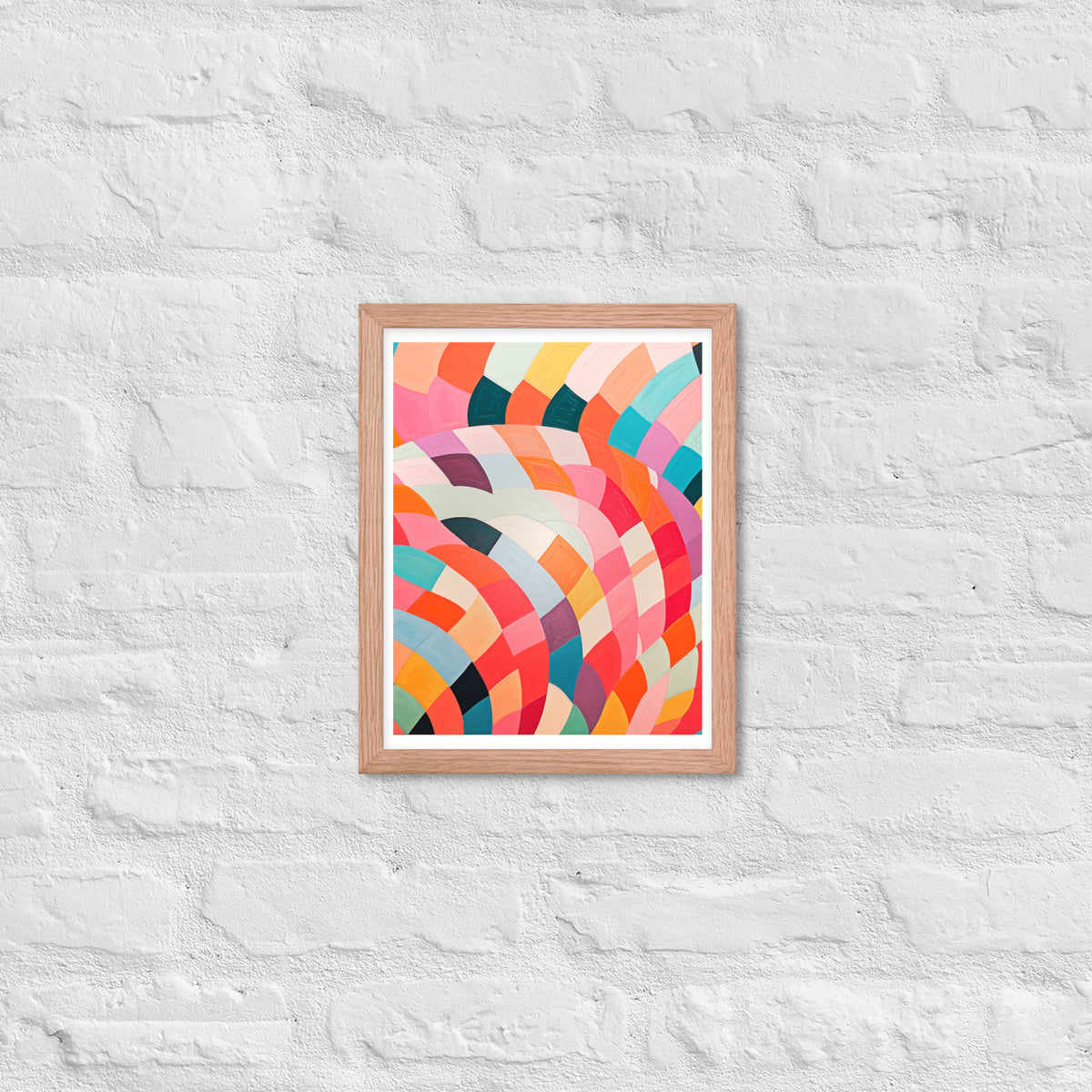 Dynamic Harmony - Abstract Color Play - Red Oak 11″×14″ - Wooden Framed Posters