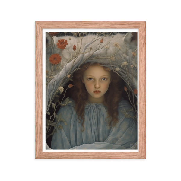 Dreamlike Innocence - A Serene Portrait - Red Oak 11″×14″ - Framed Poster