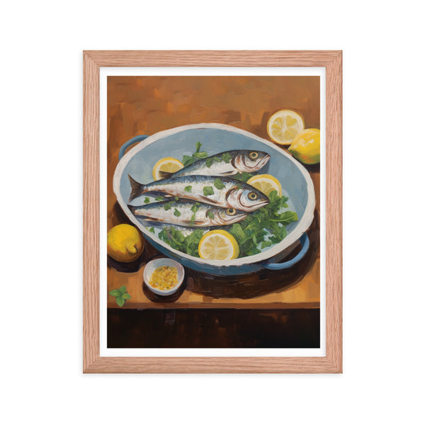 Culinary Artistry - Fresh Catch Delight - Red Oak 11″×14″ - Framed Posters