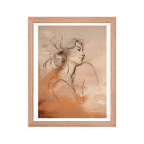 Serene Reflections - Woman in Sketch Wall Decor - Red Oak 11″×14″ - Framed Poster