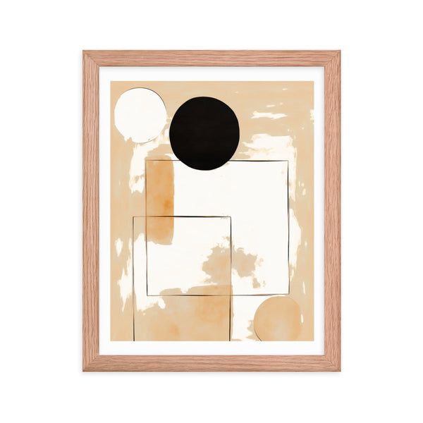 Minimalist Elegance - Geometric Shapes in Neutral Tones - Red Oak 11″×14″ - Framed Posters