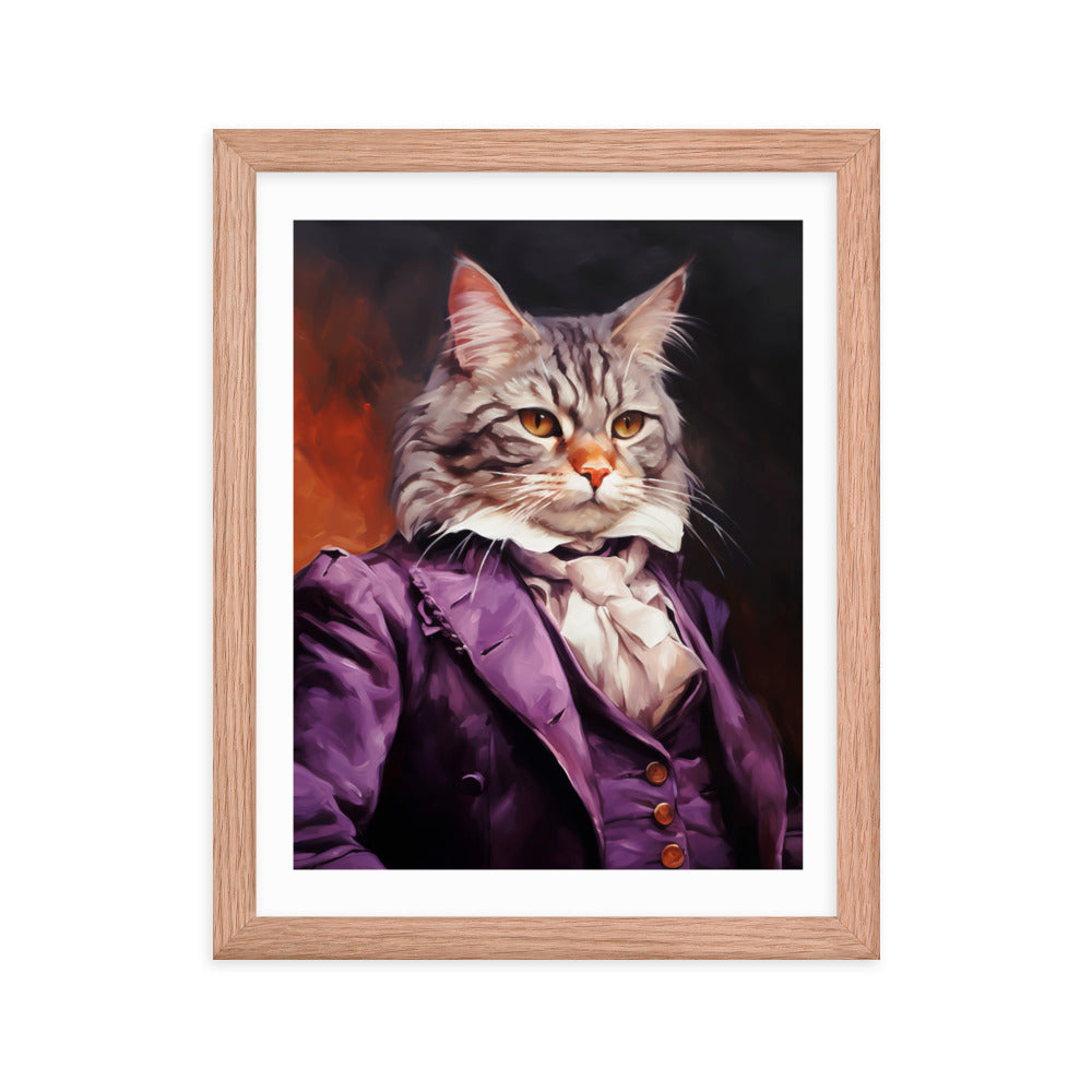 Victorian Cat - Whimsical Nobility - Red Oak 11″×14″ - Framed Posters