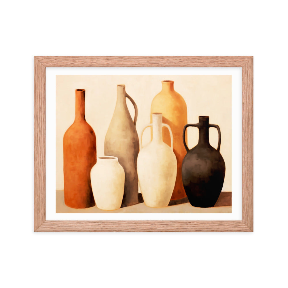 Rustic Elegance - Timeless Vessels in Still Life - Red Oak 11″×14″ - Framed Posters