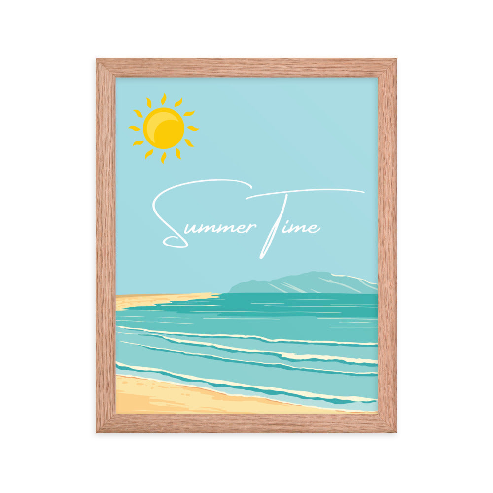 Summer Time Serenity - Framed Coastal Artwork - Red Oak 11″×14″ - Wooden Framed Posters